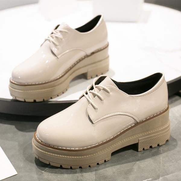 

casual woman shoe increas height round toe cross women's shoes all-match platform oxfords female footwear modis creepers, Black