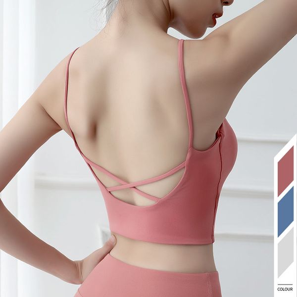 

yoga shirt cross back running sweatshirt push-ups sports sleeveless breathable t-shirt yoga shirt sports crop top, White;red