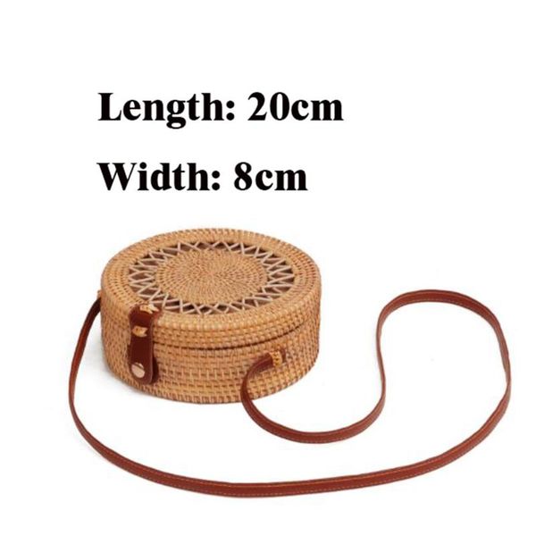 

women summer hollow handmade messenger crossbody bags woven rattan bag round straw shoulder bag small beach handbags