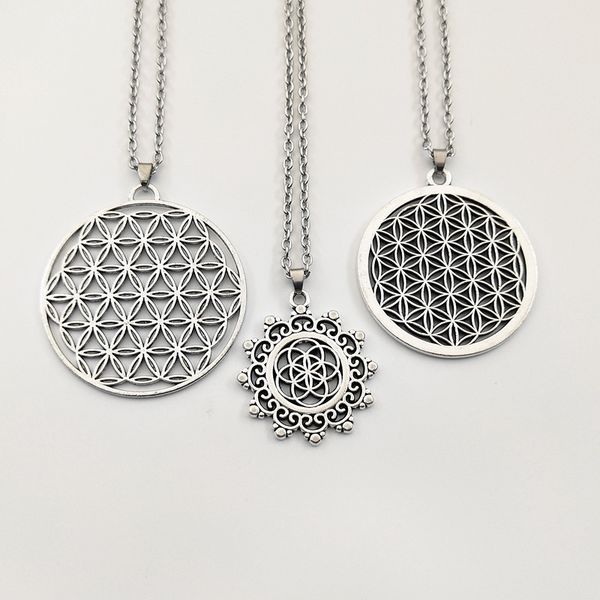 

1pc dropshipping seed of life pendant flower of life necklace jewelry sacred geometry women accessories birthday gift, Silver