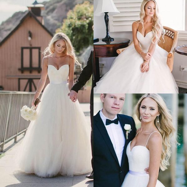 Discount Cheap Fluffy Tulle A Line Wedding Dresses Simple