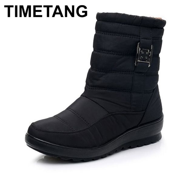 

timetangwomensnow boots winter brand boots waterproof antislip light comfortable warm mother cotton plus size cottone1873, Black