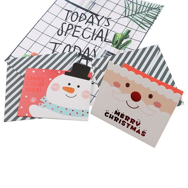 

8pcs merry christmas santa claus paper greeting postcards wishes craft diy kids festival greet cards gift kawaii stationery
