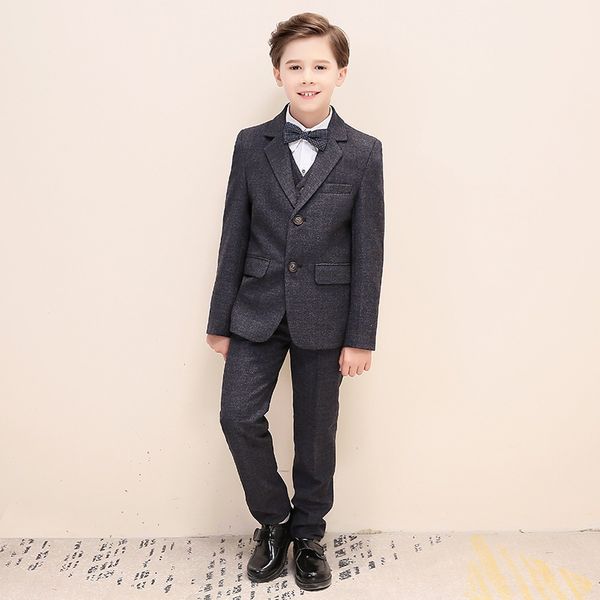 

children sets graduation ceremony birthday party piano show clothes wedding suits boys long sleeve suit trousers h459, Black