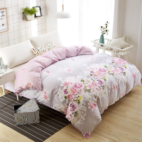 2019 Fashion Purple Rose Duvet Cover Polyester Cotton Quilt