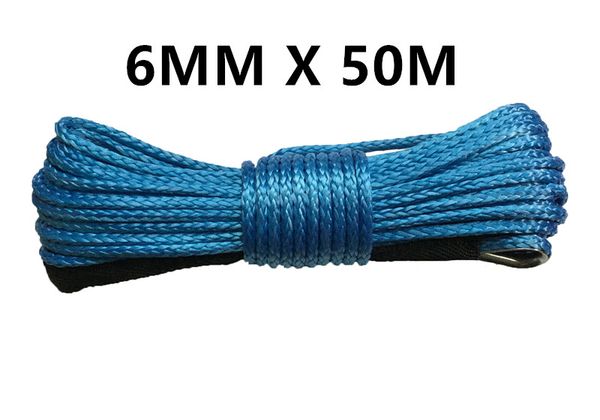 

6mm x 50m synthetic winch lines uhmwpe cable plasma rope with sheath car accessories