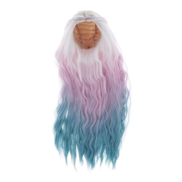 

1/3 1/4 hair curly wig for bjd doll making & repair supply accessories, wig doll hair for sd dz dd dod luts dolls long wig (pink and blue