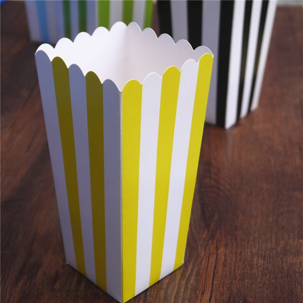 

6pcs popcorn box colorful chevron stripes dot gold gift box party favour wedding corn kid party decoration bags loot