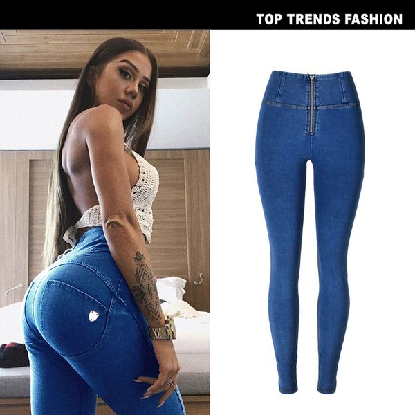 

women 2020 luxury designer jeans brand elegant female clothes woman holes mom jeans high waisted yoga hip lifting sports skinny denim pants, Blue