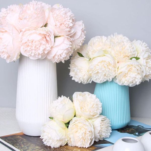 

the new 5 bunch of new simulation silk flower peony bouquet bride holding flowers wedding home store decoration flowers wholesale