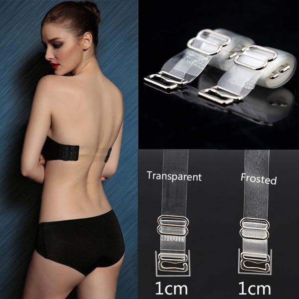 

1cm 1pairs shoulder bra strap with metal buckle adjustable transparent clear shoulder strap invisible underwear accessories hot, Black;white