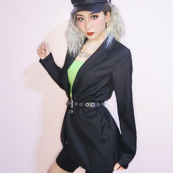 

jazz dance women black coat dj disco suit performance clothing nightclub pole dance rave outfit gogo dancers clothes dc3139, Black;red