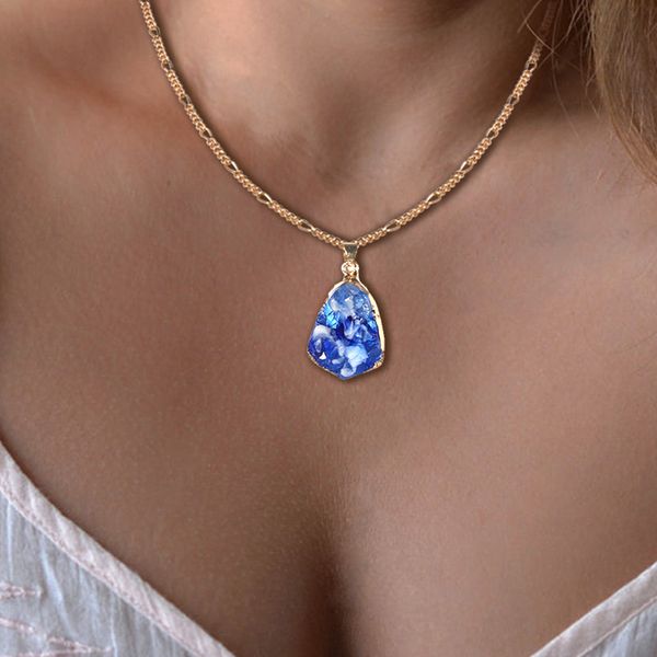 

women fashion natural crystal pendants stone necklace gold chains choker party wedding jewelry accessories, Silver