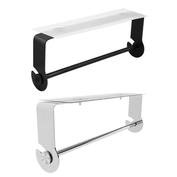 

kitchen roll paper holder durable no punching removable stainless steel adhesive towel rack bathroom tools storage shelf
