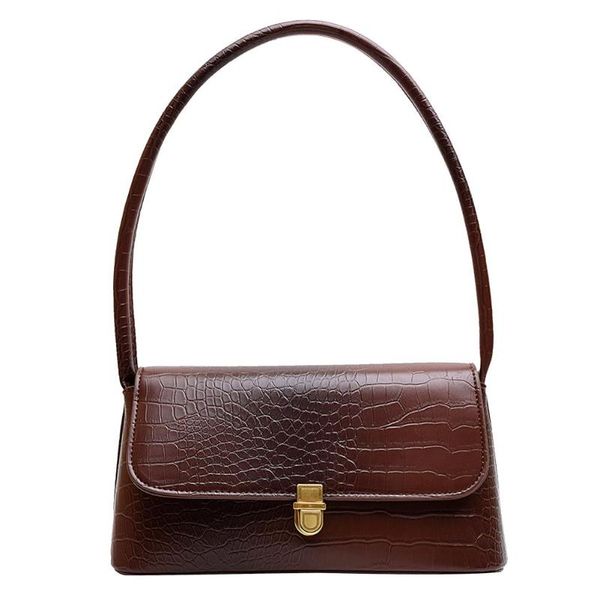 

pu leather shoulder handbag fashion crack square shaped women girl retro pure color shopping totes travel daily bag