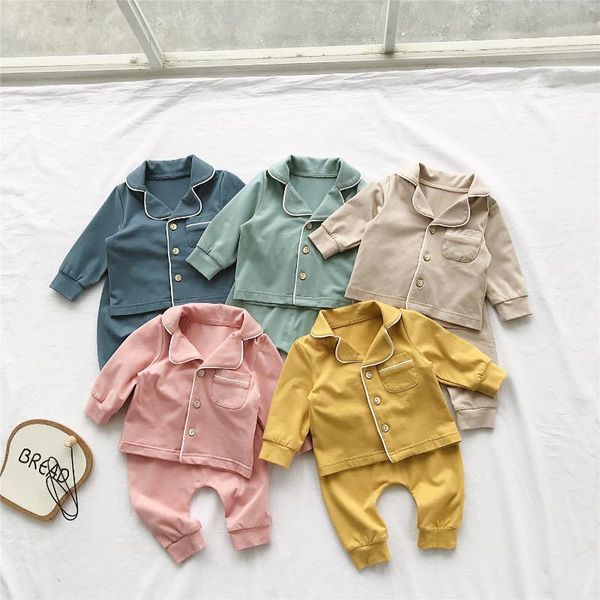 

0-12m baby sleepwear newborn toddler boy girl solid color pajamas set cotton sleepwear nightwear casual clothes outfit home wear, White