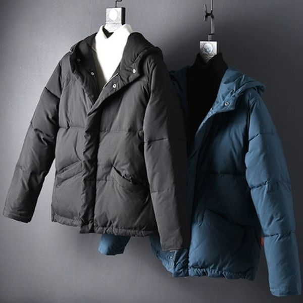 

windproof down jackets men warm hooded winter outerwear smart casual white down coats male padded jacket, Black