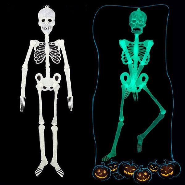 

halloween horror luminous movable skull skeleton halloween props glow evil party favors halloween eve scary decoration 35cm