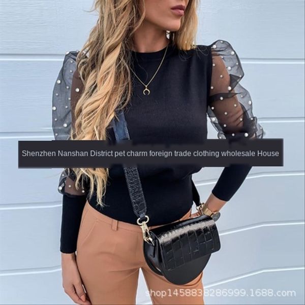 

2020 solid color ougen yarn coat beaded joint sleeve casual 2020 solid color ougen yarn coat beaded joint sleeve casual top, White