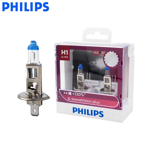 

philips h1 12v 55w x-treme vision plus xenon bright white light auto halogen headlight car lamp ece +130% brighter, pair