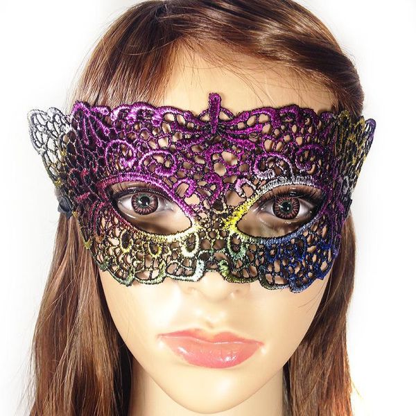 Moda 16 Designs Máscara do arco-íris Lace Halloween Meia Face Masks Party Decoration Masquerade Craft Party Favor Decor Evento de Natal