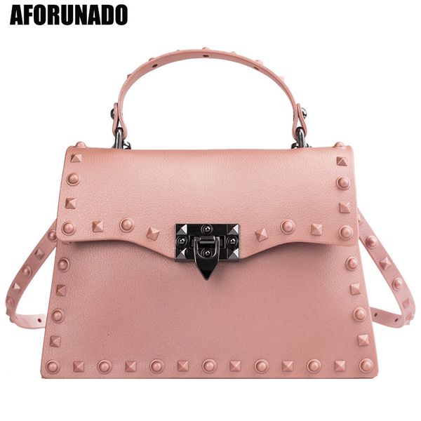 

luxury handbags women bags designer matte jelly package pvc leather messenger shoulder bags rivet crossbody for women 2019