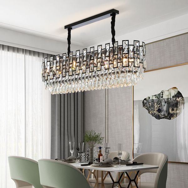 

modern crystal chandelier lighting black rectangle lustre design led chandeliers for living room kitchen bedroom lamps