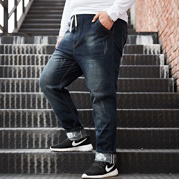 

mens spring stretch denim harem pants denim biker jean pants trousers large big size -8xl sale, Blue