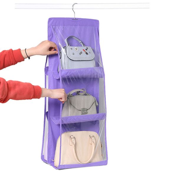 

6 pocket folding hanging handbag storage holder organizer rack hook hanger 6 colors