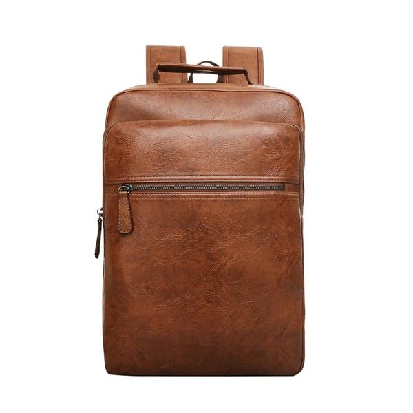 

backpack fashion shoulder bags men pu leather lapmale casual school bag large capacity travel quality men's