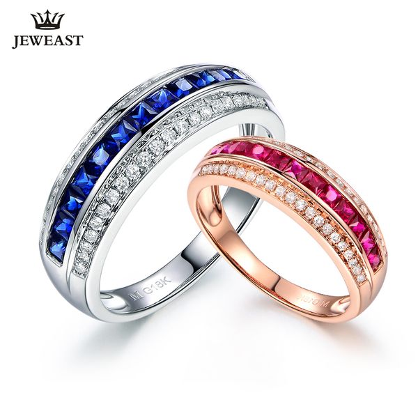 

ml natural ruby sapphire18k pure gold 2019 new selling ring women heart shape ring for ladies woman genuine jewelry, Golden;silver