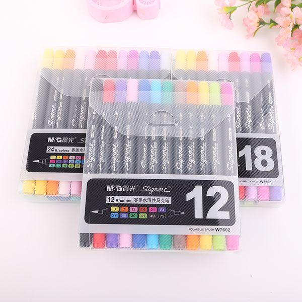 

twin tip dual nip watercolor brush sketch marker pen 12 18 24 colors/set aquarelle ink for manga design painting supplies