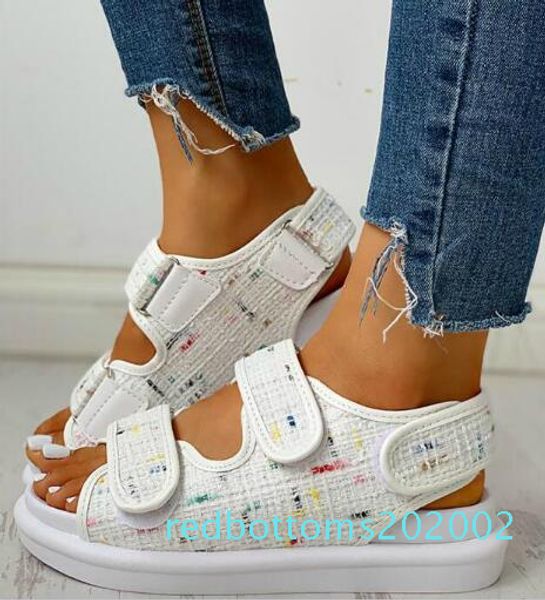 

new2020 women's summer sandals roman women's open toe shoes rhinestones flat shoes bohemian comfortable fish mouth beach sandals r, Black