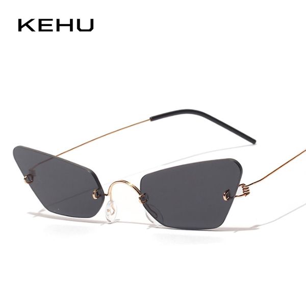 

kehu rimless cat eye sunglasses fashion women eyewear quality metal frame red purple uv400 lens k10037, White;black
