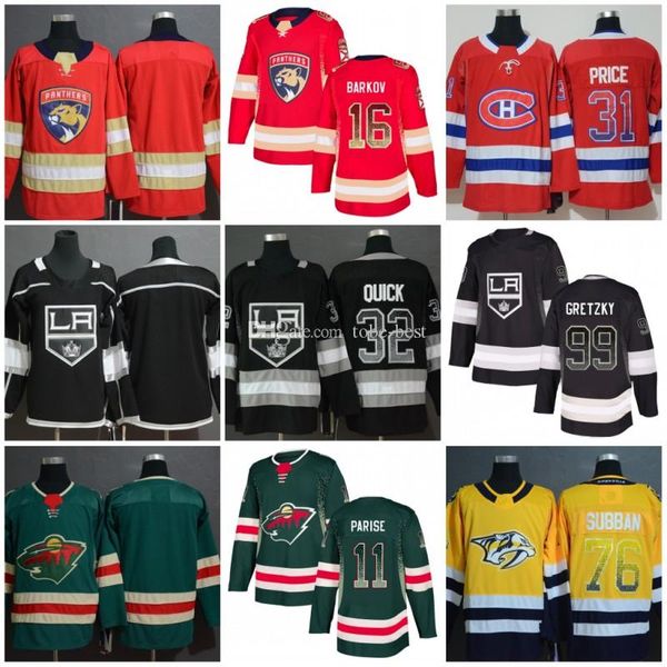 

2019 fashion printing gradual change jersey 16 aleksander barkov 32 jonathan quick 99wayne gretzky 11zach parise 31 carey price 76 pk subban, Black;red