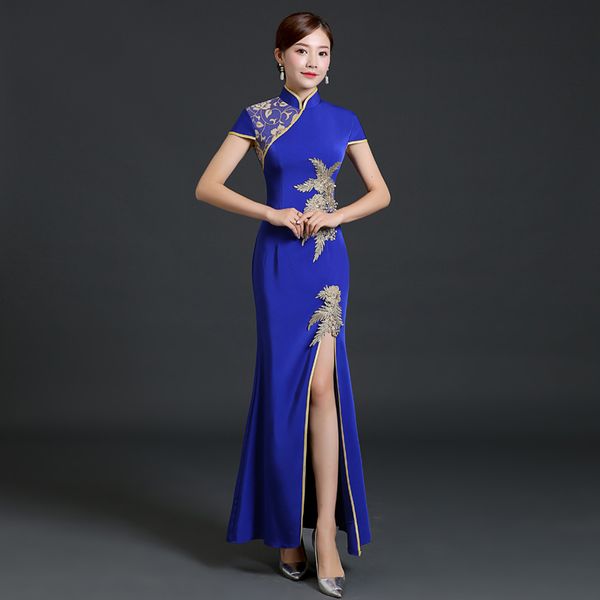 Yeni Çin geleneksel elbise oryantal qipao kısa kollu ulusal stil parti elbise elbise kadın Çinli çağdaş cheongsam elbisesi
