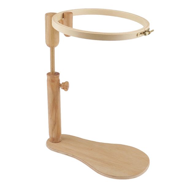 

new 24cm stand embroidery hoop wood embroidery cross stitch hoop set adjustable deskframes cross stitch frame, Black
