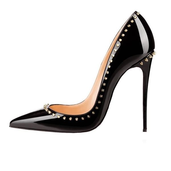 

europe and america style women pumps rivets high heels fashion pointed toes single shoes black beige customized size