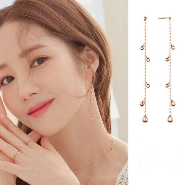 

korean tv star temperament long tassel dangle earrings for women 2019 simple design jewellery party gift girls metal earring, Silver