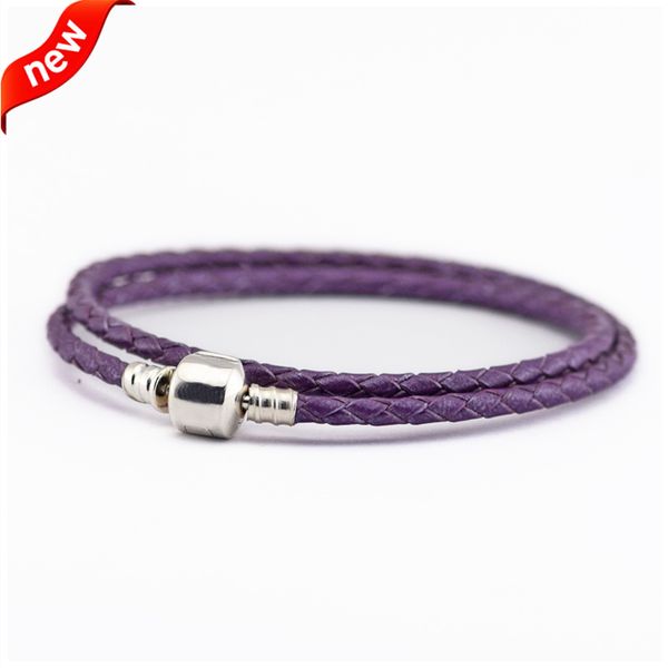 

purple leather bracelets 925 sterling silver jewelry ing, Golden;silver