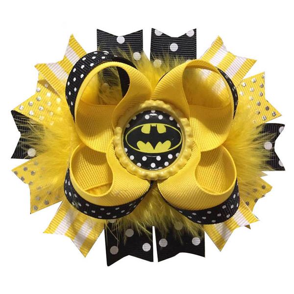 

5pcs 4.5-5.5'' inspired hair bow stacked bat girl hair bow inspired woman accessories clips, Slivery;white