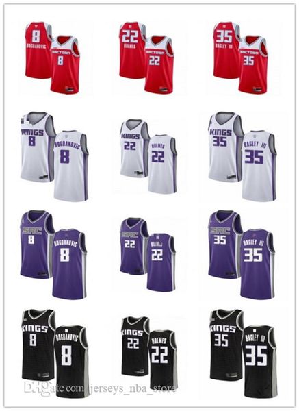 

men women youth sacramento kings 8 bogdan bogdanovic 35 marvin bagley iii 22 richaun holmes purple custom basketball jersey 05, Black;red
