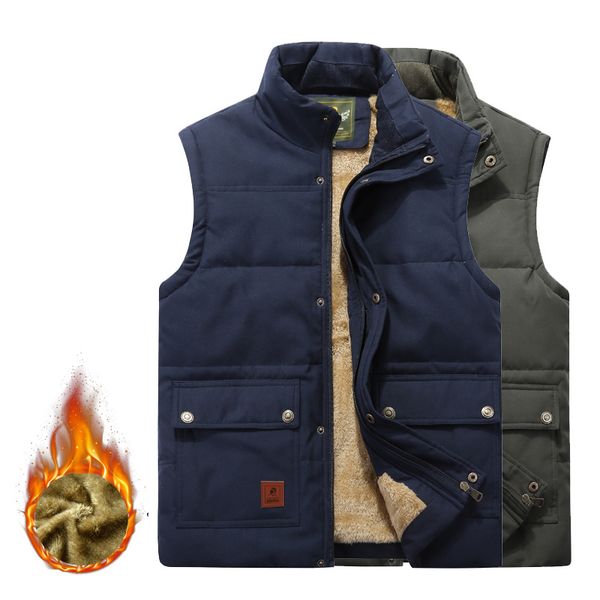 

зима мужчины руно теплый жилет карманы осень мужской повседневный толстые мульти карманный жилет новый большой размер 8xl зеленый безрукавка, Black;white