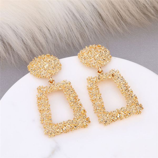 

2019 vintage earrings for women gold color geometric statement earring metal hanging dangle earrings fashion modern jewelry, Silver