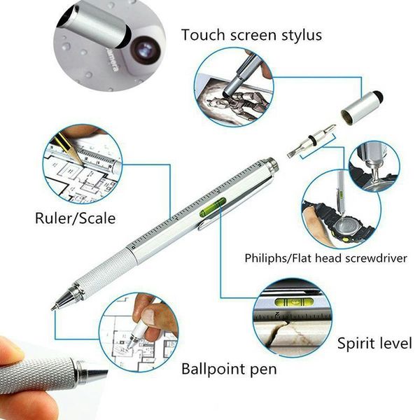 

multi-function 6 in 1 tool screwdriver ballpoint pen screen touch capacities phone handwriting ballpoint pen tool pen