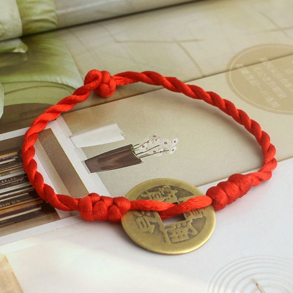 

copper red hand-woven couple bracelet year peace bracelet red string, Golden;silver