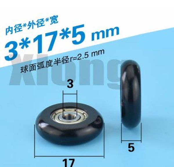 

10pcs 3*17*5mm plastic moving pulley roller cam arc ball bread glue pom / nylon small wheel bearing wheel