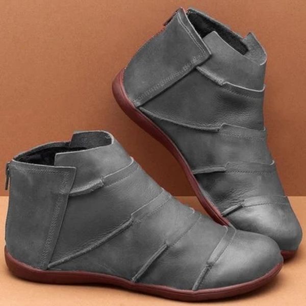 

women ankle boots short boots women autumn vintage leather female shoes comfortable flat heel chaussures femme, Black