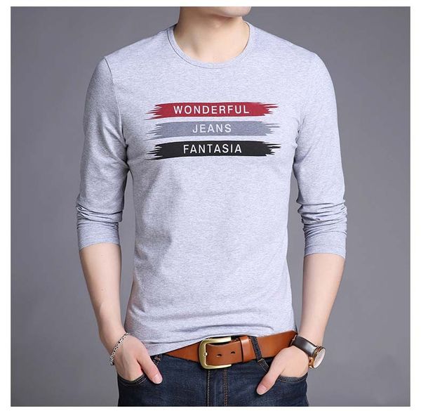 

1-piece men printed long-sleeved t-shirt slim fit korean-style base shirt men's wear leisure t-shirt men long sleeve, White;black