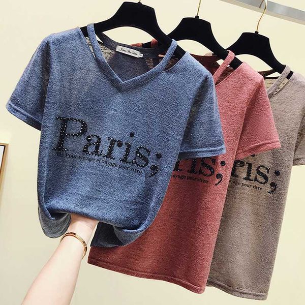 

shintimes korean version t shirts women diamonds tshirt woman casual short sleeve women t shirt 2020 summer tee shirt femme, White